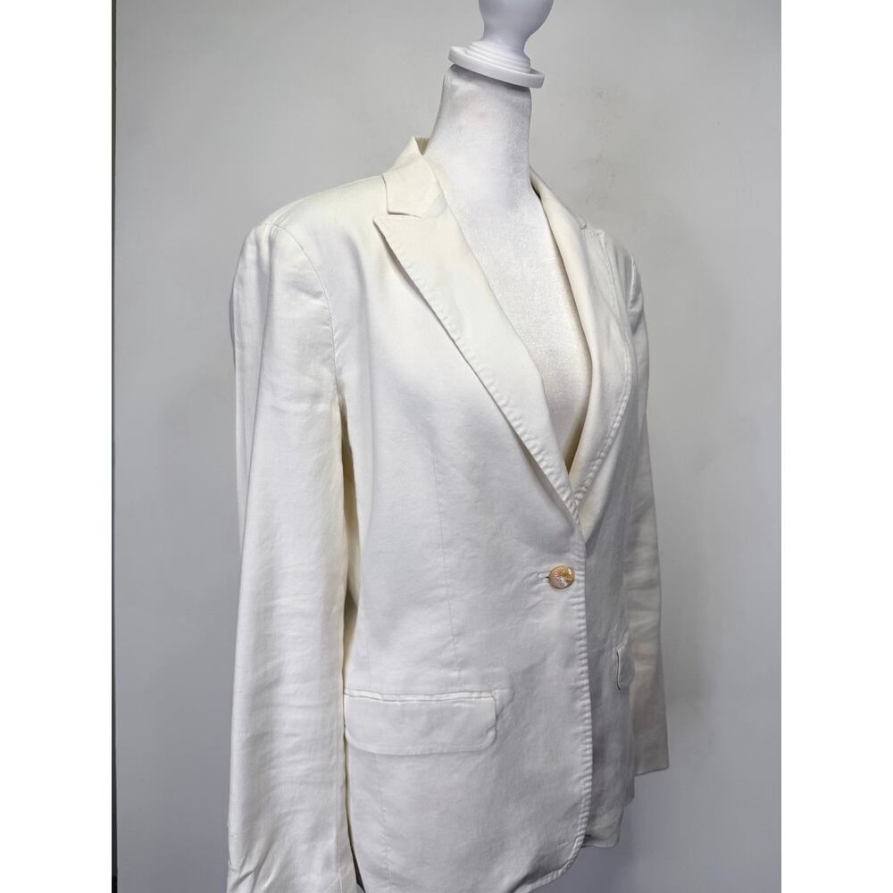 Brooks Brothers White Linen Blazer Womens 6 Office Career Mother Pearl Buttons - Picture 6 of 14